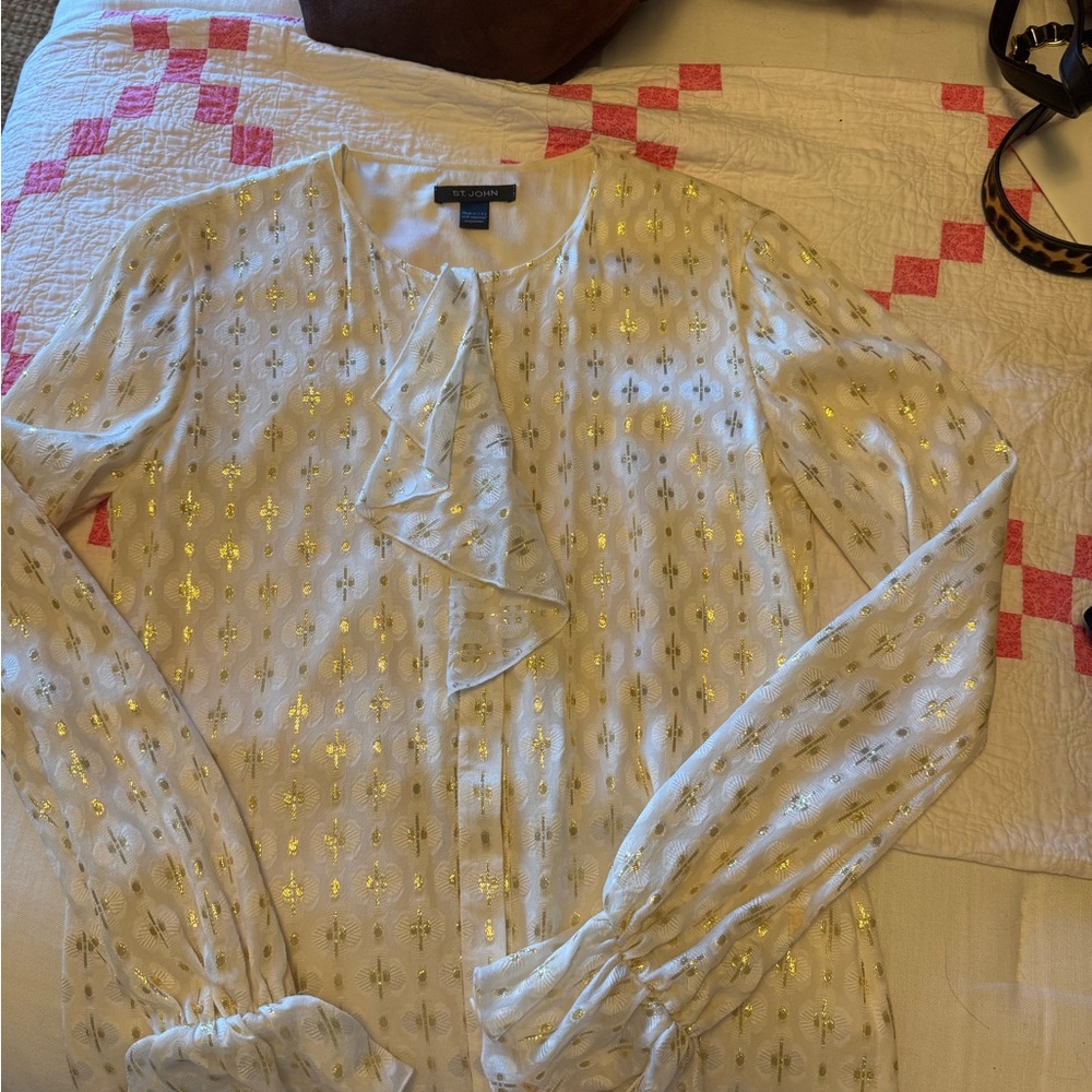 St. John Cream and Gold Blouse